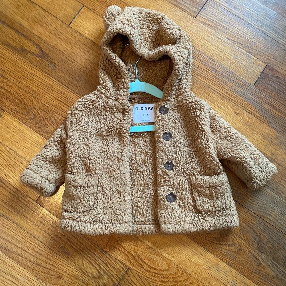 Old Navy Brown Teddy Bear Jacket for Baby Gender Neutral 3-6 M Cozy